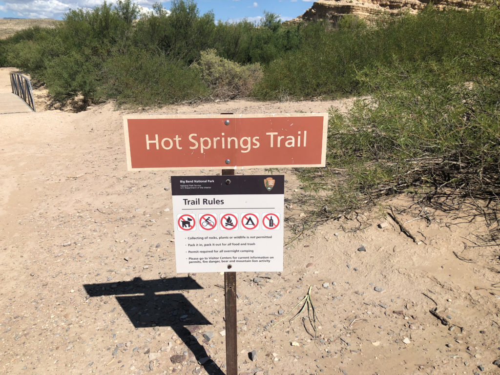 Hot Spring Trail Head Sign